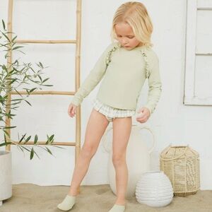 NWOT Petit Lem Ruffle Long Sleeve Two-Piece Bathing Suit  Rashgaurd